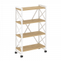 Loft Стеллаж на колесных опорах-4 полки VR.L-MST.K-4.8 Тиквуд светлый/Белый металл 800*400*1334