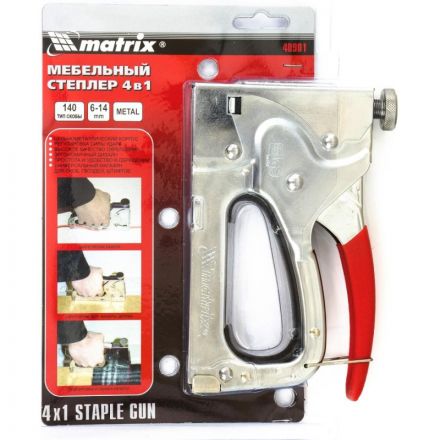 Степлер строительный 4 в 1 (тип 140, 36, 300, 500) 6-14 мм Matrix 40901 Степлер строительный 4 в 1 (тип 140, 36, 300, 500) 6-14 мм Matrix 40901