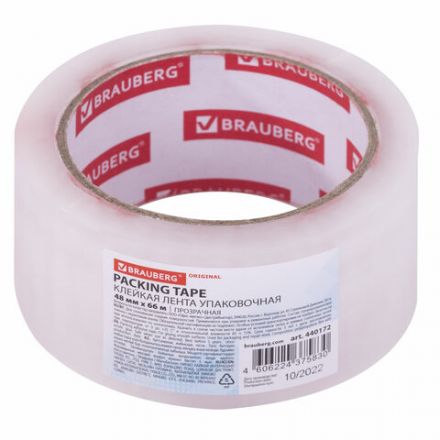 Клейкая лента упаковочная 48 мм х 66 м, прозрачная, толщина 45 микрон, BRAUBERG ORIGINAL, 440172 Клейкая лента упаковочная 48 мм х 66 м, прозрачная, толщина 45 микрон, BRAUBERG ORIGINAL, 440172