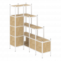 Loft Угловой внутренний стеллаж наборный VR.L-42 Тиквуд светлый/Белый металл 862*1694*1869