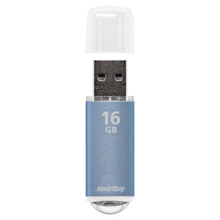 Флеш-диск 16 GB, SMARTBUY V-Cut, USB 2.0, металлический корпус, синий, SB16GBVC-B