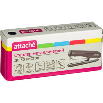Степлер Attache MSBL2430 (№24/6-26/6) до 30 лист.,металл, синий Степлер Attache MSBL2430 (№24/6-26/6) до 30 лист.,металл, синий