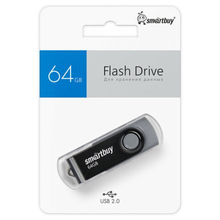 Флеш-диск 64 GB SMARTBUY Twist USB 2.0, черный, SB064GB2TWK Флеш-диск 64 GB SMARTBUY Twist USB 2.0, черный, SB064GB2TWK