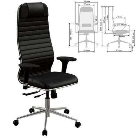 Кресло МЕТТА "ErgoLife" 10 B1-117D, хром, синхромеханизм, 2D-подлокотники, экокожа, черное Кресло МЕТТА "ErgoLife" 10 B1-117D, хром, синхромеханизм, 2D-подлокотники, экокожа, черное