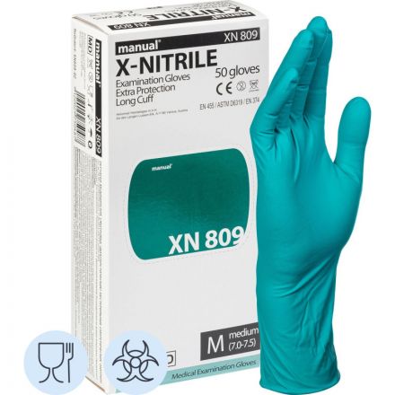 Перчатки мед.смотров. нитрил.,нестер., зеленый ,MANUAL XN 809 (M) 25пар,ПС Перчатки мед.смотров. нитрил.,нестер., зеленый ,MANUAL XN 809 (M) 25пар,ПС
