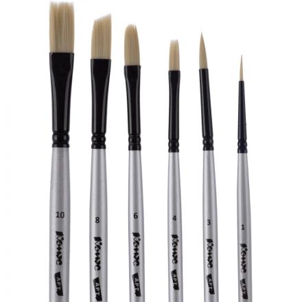 Набор кистей художественных Комус Арт,синтетика жесткая,длин.ручка, 6шт/наб Набор кистей художественных Комус Арт,синтетика жесткая,длин.ручка, 6шт/наб