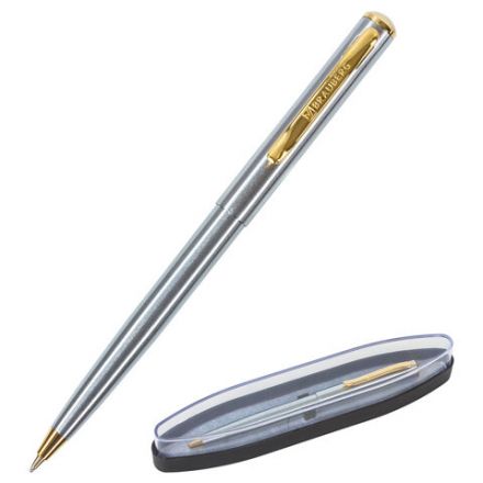 Ручка подарочная шариковая BRAUBERG Maestro, СИНЯЯ, корпус серебристый с золотистым, линия письма 0,5 мм, 143468 Ручка подарочная шариковая BRAUBERG Maestro, СИНЯЯ, корпус серебристый с золотистым, линия письма 0,5 мм, 143468