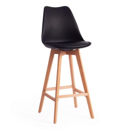 Стул барный TULIP BAR (mod. C1014H) / 1 шт. в упаковке пластик/дерево, 57 х 48 х 114 см, черный 3010/натуральный
