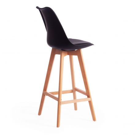 Стул барный TULIP BAR (mod. C1014H) / 1 шт. в упаковке пластик/дерево, 57 х 48 х 114 см, черный 3010/натуральный