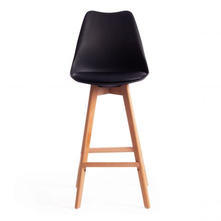 Стул барный TULIP BAR (mod. C1014H) / 1 шт. в упаковке пластик/дерево, 57 х 48 х 114 см, черный 3010/натуральный