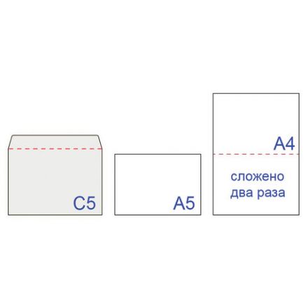 Конверты С5 (162х229 мм) ПРАВОЕ ОКНО, отрывная лента, 80 г/м2, КОМПЛЕКТ 1000 шт., 41551