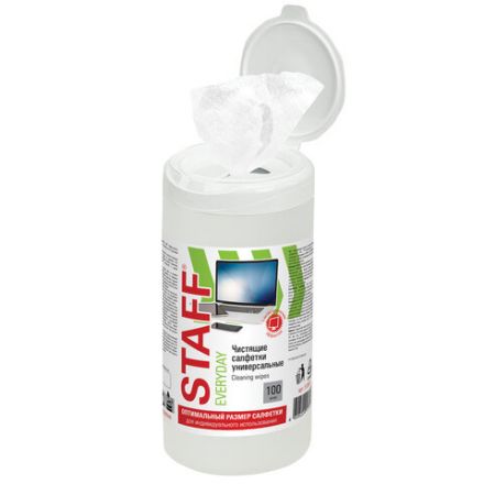 Салфетки для экранов, стекол и пластика универсальные STAFF "EVERYDAY", туба 100 шт., влажные, 512657 Салфетки для экранов, стекол и пластика универсальные STAFF "EVERYDAY", туба 100 шт., влажные, 512657
