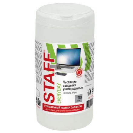 Салфетки для экранов, стекол и пластика универсальные STAFF "EVERYDAY", туба 100 шт., влажные, 512657 Салфетки для экранов, стекол и пластика универсальные STAFF "EVERYDAY", туба 100 шт., влажные, 512657
