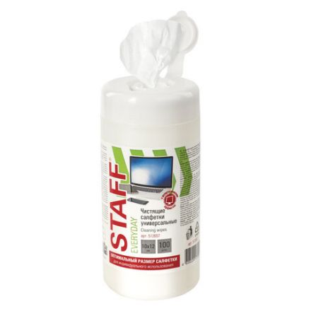Салфетки для экранов, стекол и пластика универсальные STAFF "EVERYDAY", туба 100 шт., влажные, 512657 Салфетки для экранов, стекол и пластика универсальные STAFF "EVERYDAY", туба 100 шт., влажные, 512657