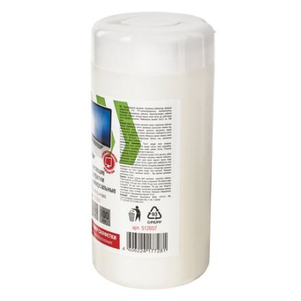 Салфетки для экранов, стекол и пластика универсальные STAFF "EVERYDAY", туба 100 шт., влажные, 512657 Салфетки для экранов, стекол и пластика универсальные STAFF "EVERYDAY", туба 100 шт., влажные, 512657