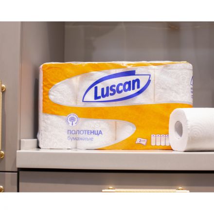 Полотенца бумажные LUSCAN бел цел 17м 2-сл.,с тиснением, 4рул./уп