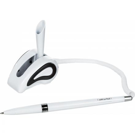 Ручка шариковая одноразовая на белой подставке Attache синяя на липучке с пружиной (толщина линии 0.5 мм)