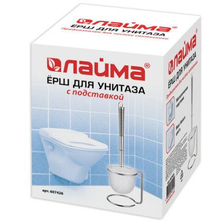 Ершик для унитаза с подставкой, маталл + пластик, хромированный, LAIMA, 607426