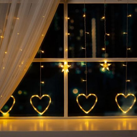 Электрогирлянда Бахрома 2.4x0.9 м Сердце,IP20,186LED,теп бел,8 реж 4356978