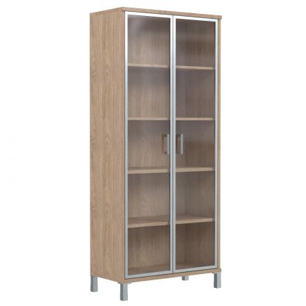 Шкаф высокий со стеклянными дверьми в AL-рамке B 430.8 Дуб Девон 900х450х2054 BORN Шкаф высокий со стеклянными дверьми в AL-рамке B 430.8 Дуб Девон 900х450х2054 BORN