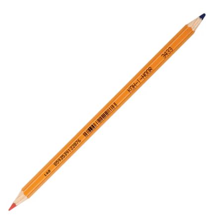Карандаш двухцветный КРАСНО-СИНИЙ, KOH-I-NOOR, 1 шт., шестигранный, грифель 3,2 мм, натуральное дерево, 3433, 34330EG001KS