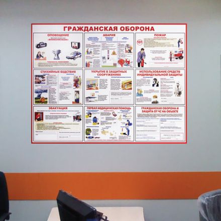 Доска-стенд информационная "Гражданская оборона" (910х700 мм), пластик Доска-стенд информационная "Гражданская оборона" (910х700 мм), пластик