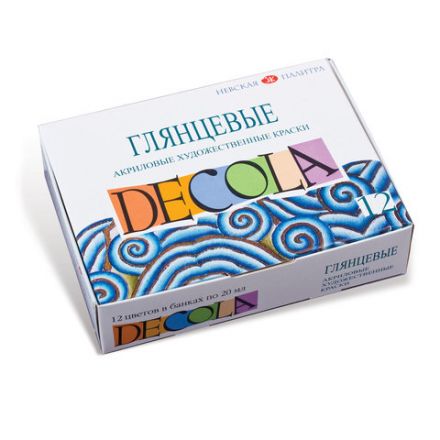 Краски акриловые художественные глянцевые "Декола", 12 цветов по 20 мл, в баночках, Невская Палитра, 2941116 Краски акриловые художественные глянцевые "Декола", 12 цветов по 20 мл, в баночках, Невская Палитра, 2941116