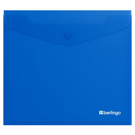 Папка-конверт на кнопке Berlingo "Soft Touch", А5+, 200мкм, софт-тач, синяя
