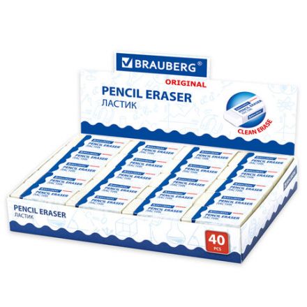 Ластик BRAUBERG "Original", 38х20х10 мм, белый, прямоугольный, картонный держатель, 228073 Ластик BRAUBERG "Original", 38х20х10 мм, белый, прямоугольный, картонный держатель, 228073