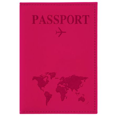 Обложка для паспорта "Passport map", экокожа soft-touch, малиновая, STAFF, 238761
