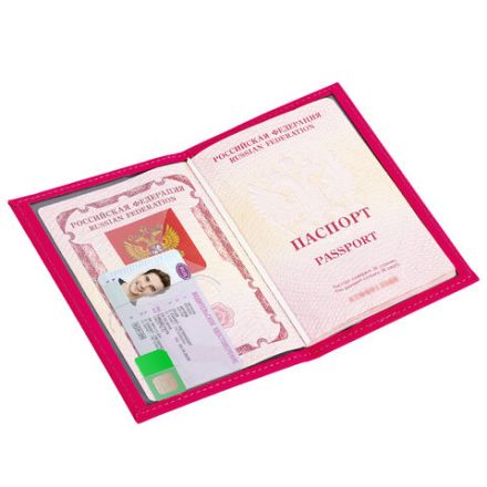 Обложка для паспорта "Passport map", экокожа soft-touch, малиновая, STAFF, 238761