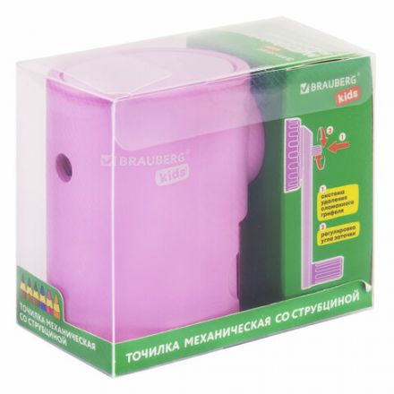 Точилка механическая BRAUBERG KIDS, для простых и цветных карандашей, корпус лавандовый, крепление к столу, 272004 Точилка механическая BRAUBERG KIDS, для простых и цветных карандашей, корпус лавандовый, крепление к столу, 272004