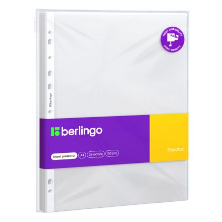 Папка-вкладыш с перфорацией Berlingo "Squares", А4, 25мкм, рельефная текстура, матовая Папка-вкладыш с перфорацией Berlingo "Squares", А4, 25мкм, рельефная текстура, матовая
