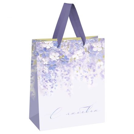 Пакет подарочный 18*23*10см MESHU "Purple flowers", матовая ламинация Пакет подарочный 18*23*10см MESHU "Purple flowers", матовая ламинация