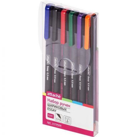 Набор шариковых ручек Attache Essay 0,5мм,масл,набор 6 цв Набор шариковых ручек Attache Essay 0,5мм,масл,набор 6 цв
