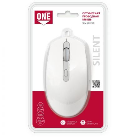 Мышь компьютерная Smartbuy ONE 280-W проводная бело-серая (SBM-280-WG)/40