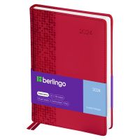 Ежедневник датированный 2024г., А5, 184л., кожзам, Berlingo "Vivella Prestige", красный