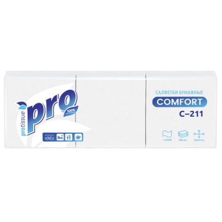 Салфетки бумажные 500 шт., 23х23 см, PROtissue COMFORT, "Big Pack", белые, КОМПЛЕКТ 10 пачек, С211 Салфетки бумажные 500 шт., 23х23 см, PROtissue COMFORT, "Big Pack", белые, КОМПЛЕКТ 10 пачек, С211