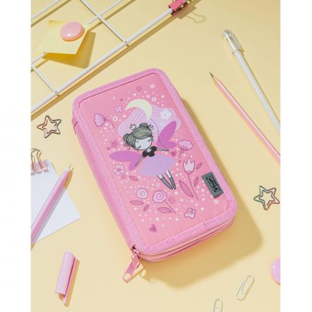 Пенал №1School Фея 2 отд., ткань, 190х110 мм, ПКТ 11-20
