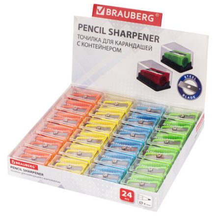 Точилка BRAUBERG "Assistant Mini", с контейнером, пластиковая, корпус ассорти, 228458 Точилка BRAUBERG "Assistant Mini", с контейнером, пластиковая, корпус ассорти, 228458