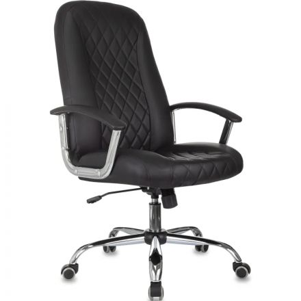 Кресло БР Комус Мебель EChair 658 экокожа (строчка ромб),черный, хром Кресло БР Комус Мебель EChair 658 экокожа (строчка ромб),черный, хром