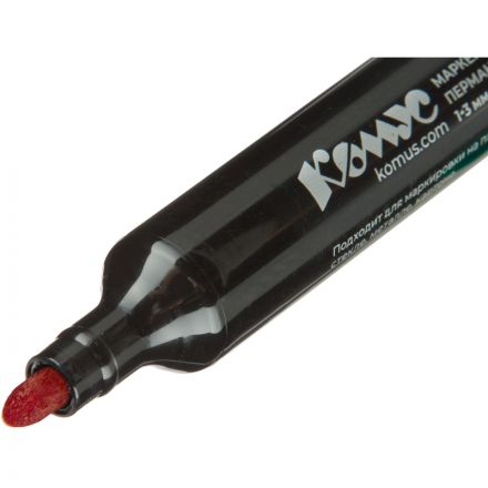 Маркер перманентный КОМУС красный 1-3мм кругл. наконечник Маркер перманентный КОМУС красный 1-3мм кругл. наконечник