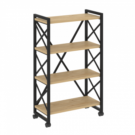 Loft Стеллаж на колесных опорах-4 полки VR.L-MST.K-4.8 Тиквуд светлый/Чёрный металл 800*400*1334 Loft Стеллаж на колесных опорах-4 полки VR.L-MST.K-4.8 Тиквуд светлый/Чёрный металл 800*400*1334