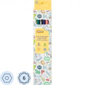 Карандаши цветные 6цв. 6-гран №1School Отличник пласт.корпус