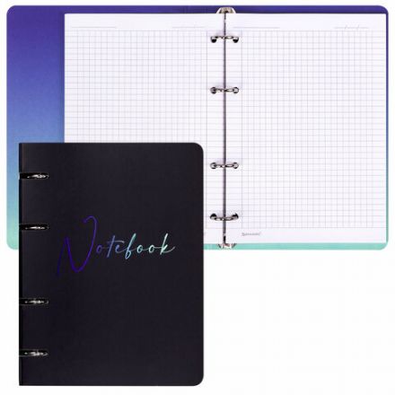 Тетрадь на кольцах А5 160х212 мм, 120 листов, картон, выборочный лак, клетка, BRAUBERG, "Notebook", 404732 Тетрадь на кольцах А5 160х212 мм, 120 листов, картон, выборочный лак, клетка, BRAUBERG, "Notebook", 404732