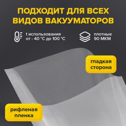 Рулоны для вакуумного упаковщика, рифленые, НАБОР 5 шт. (12 / 15 / 20 / 25 / 28 см х 500 см), SONNEN, 456341