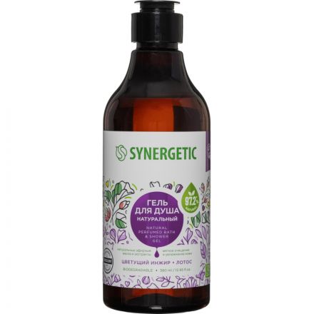 Гель для душа Synergetic Цветущий инжир и лотос, 380мл Гель для душа Synergetic Цветущий инжир и лотос, 380мл