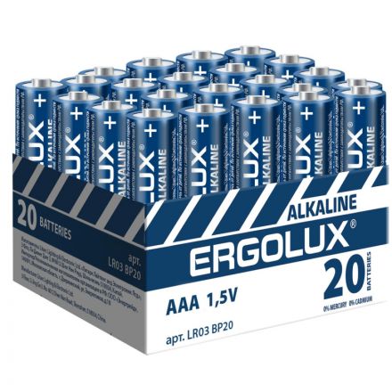 Батарейка Ergolux AAA/LR 03 Alkaline BP-20 (LR 03 BP20, 1.5В)(20 шт в уп.) Батарейка Ergolux AAA/LR 03 Alkaline BP-20 (LR 03 BP20, 1.5В)(20 шт в уп.)