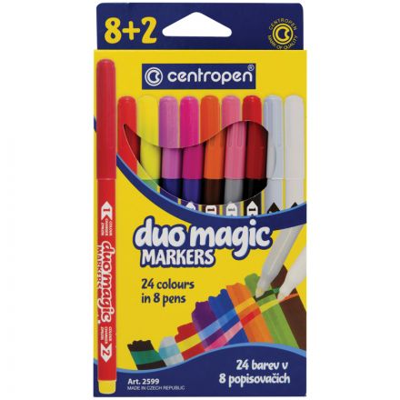 Фломастеры меняющие цвет Centropen "Duo Magic", 08цв.+2, 10шт., 24цв., картон, европодвес Фломастеры меняющие цвет Centropen "Duo Magic", 08цв.+2, 10шт., 24цв., картон, европодвес