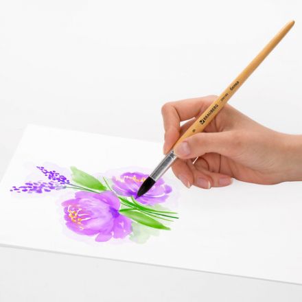 Кисть BRAUBERG, белка, круглая, № 9, 200186 Кисть BRAUBERG, белка, круглая, № 9, 200186